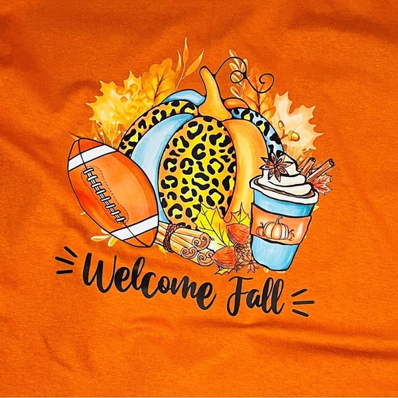 SALE-NEW Welcome Fall T-Shirt, Football Season, Pumpkins, Pumpkin Spice sz XL - Picture 2 of 2